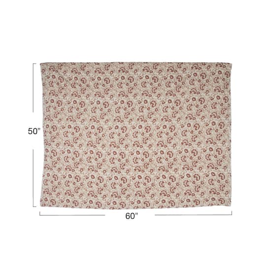 Hello Honey® 60" Tan & Rose Woven Cotton & Sherpa Throw Blanket